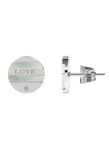 Adeliás Damen Ohrringe – Ohrstecker aus Edelstahl mit Perlmutt in silber