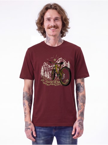 wat? Apparel T-Shirt Mountainbike und Berge in Weinrot