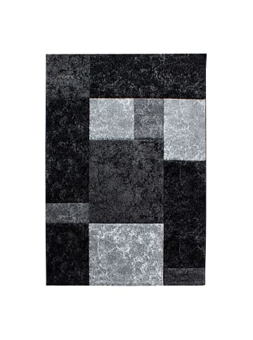 Kurzflor Teppich Hara in Schwarz