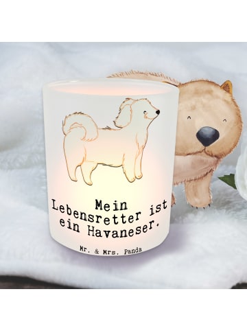 Mr. & Mrs. Panda Deko Windlicht Havaneser Lebensretter mit Spruch in Transparent