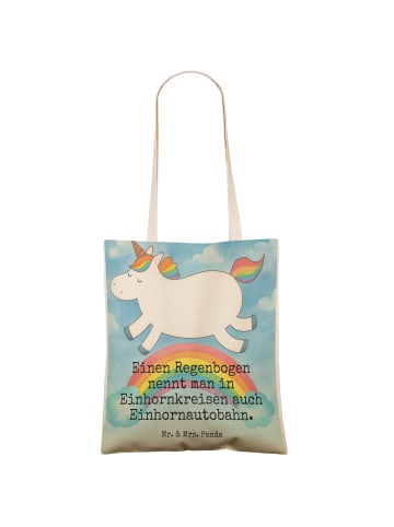 Mr. & Mrs. Panda Umhängetasche Einhorn Regenbogen Design mit Spruch in Weiß