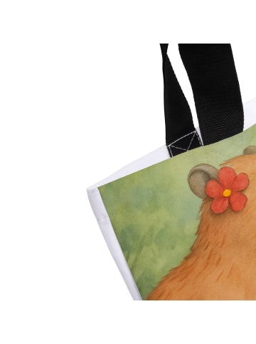 Mr. & Mrs. Panda Shopper Capybara Blume Design mit Spruch in Weiß