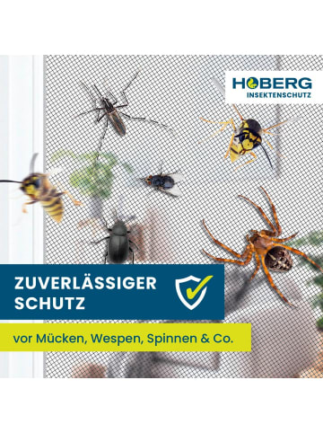 HOBERG Moskitonetz 2er-Set 150x130cm schwarz 16 Magnetbefestigung für Fenster Schwarz
