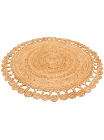 Pergamon Naturfaser Teppich Jute Salsa Natur Boho Rund in Beige