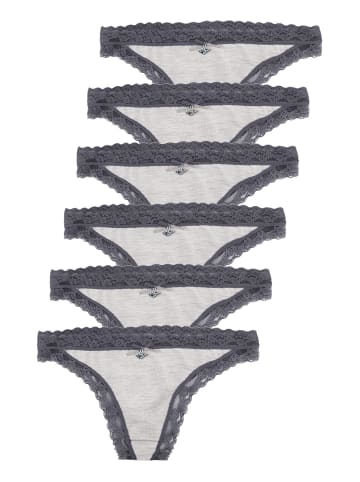 Like It 6er Pack Damen String in anthrazit