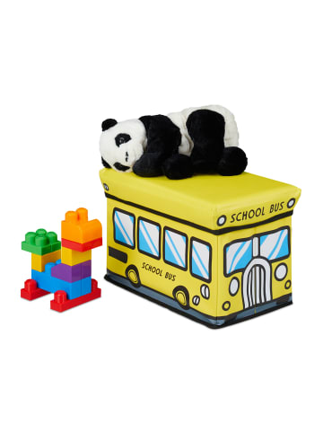 relaxdays Spielzeugkiste Schulbus in Gelb - (B)40 x (H)27 x (T)25 cm