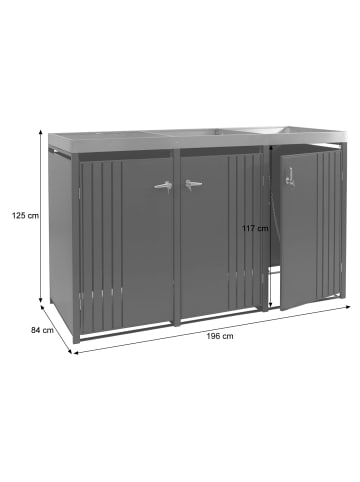 MCW 3er-Mülltonnenverkleidung O67, Anthrazit Holzoptik dunkel