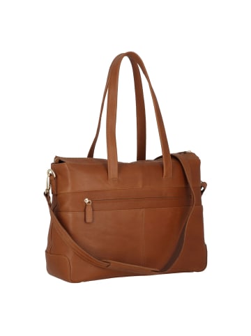 Plevier Edge Aktentasche RFID Schutz Leder 40 cm Laptopfach in cognac