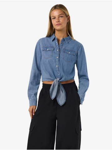 Noisy may Klassisches Jeanshemd Knopfleiste Brusttaschen in Hellblau