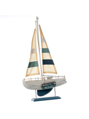 MARELIDA Segelboot Segelschiff maritime Dekoration H: 42cm in weiß, blau