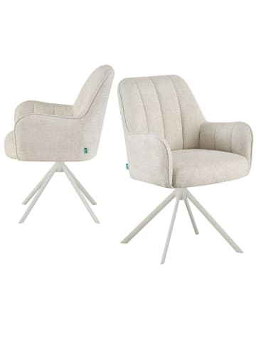 DUBI Möbel 2er-Set: Drehstuhl THOMAS-ZURI in Cremeweiß - (B)58 x (H)88 x  (T)62 cm