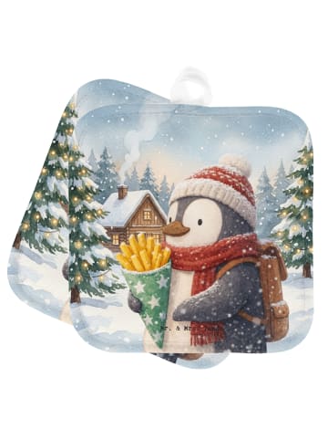 Mr. & Mrs. Panda Topflappen Pinguin Winter Pommes Design ohne Sp... in Weiß