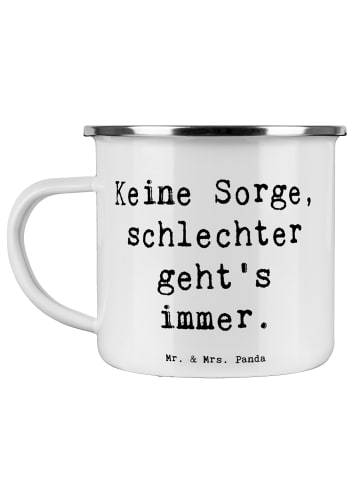 Mr. & Mrs. Panda Becher Emaille Spruch Hoffnung in schwierigen Z... in Weiß
