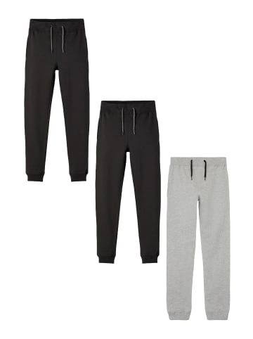 name it Basic Jogginghose 3-er Stück Set Sweatpants NKMSWEAT in Schwarz-Dunkelgrau