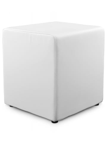 KADIMA DESIGN Hocker CUBE aus Kunstleder | Modernes Design in Weiß