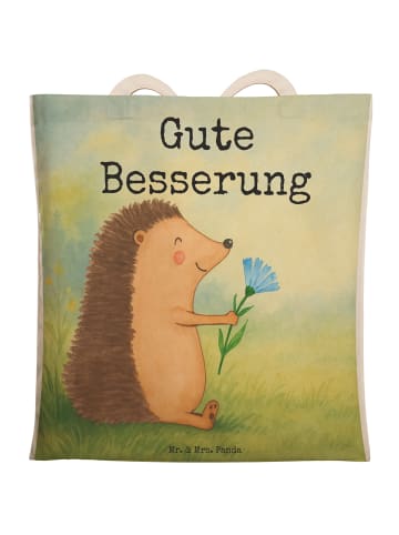 Mr. & Mrs. Panda Tote Bag Igel Blumen Design mit Spruch in Weiß