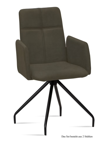 58 aufm Kessel ARMLEHNSTUHL (2er-Set) Devaki 52x92x60 Schwarz/Khaki