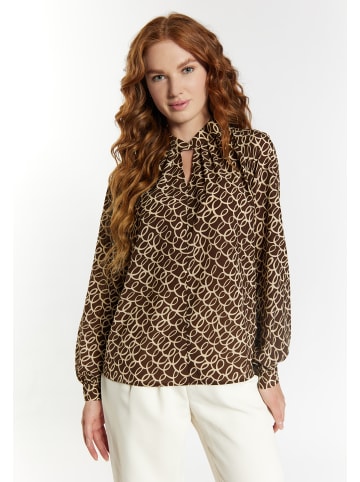 DreiMaster Damen Langarmbluse in Braun Beige