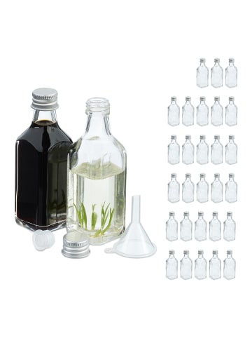 relaxdays 30 x kleine Flaschen in Transparent/ Silber - 50 ml