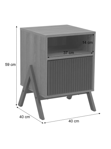 MCW Nachttisch O40 mit Schublade, Walnuss-Optik
