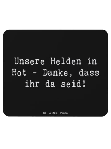 Mr. & Mrs. Panda Mauspad Spruch Feuerwehrmann Helden mit Spruch in Schwarz