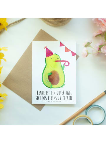 Mr. & Mrs. Panda Grußkarte Avocado Party mit Spruch in Weiß