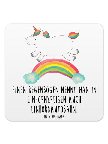 Mr. & Mrs. Panda Bierfilz Einhorn Regenbogen mit Spruch in Weiß