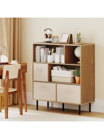 COSTWAY 6-Würfel Bücherregal 90 x 40 x 105 cm in Hellbraun