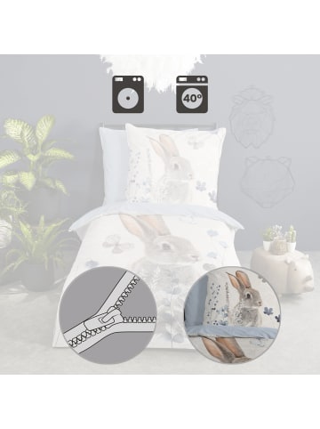 Good Morning Renforcé Kinder-Wendebettwäsche in hellblau