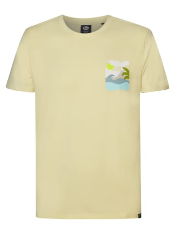 Petrol Industries T-Shirt mit Rückenaufdruck Tropicale in Gelb