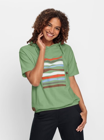 WITT WEIDEN Kapuzensweatshirt in eucalyptus-ecru-bedruckt