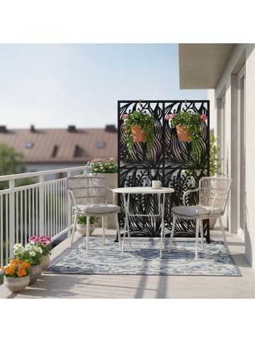 relaxdays Sichtschutz "Blätter" in Schwarz - (B)115 x (H)183 x (T)40 cm