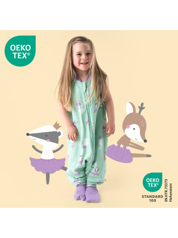 Schlummersack Schlafsack mit Füßen und umklappbaren Bündchen 1.0 TOG in Mint-Lila