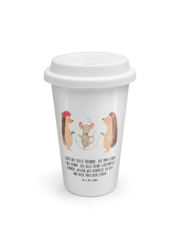Mr. & Mrs. Panda To Go Becher Igel Seilhüpfen mit Spruch in Weiß