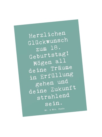 Mr. & Mrs. Panda Postkarte Spruch 18. Geburtstag Glückwunsch mit... in Meeresbrise