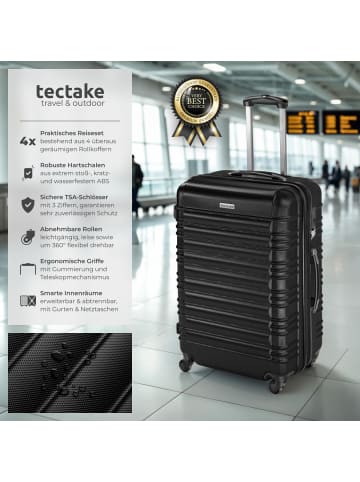 tectake Hartschalenkoffer-Set  TSA-Zahlenschloss, schwarz