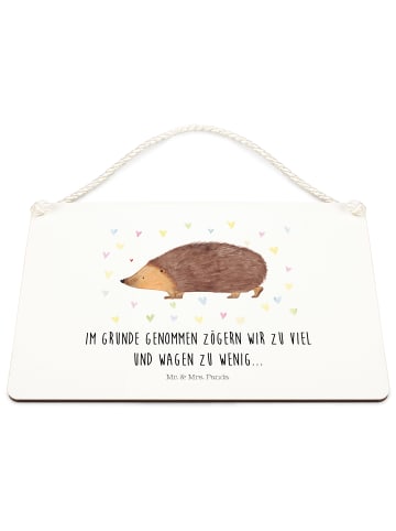 Mr. & Mrs. Panda Schild Igel Herzen mit Spruch in Weiß