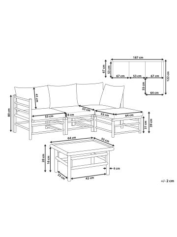 Beliani 5-tlg Sitzgruppe CERRETO in Braun/Weiß