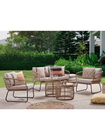 Beliani 5-tlg Sitzgruppe RAVELLO in Beige/Braun/Schwarz