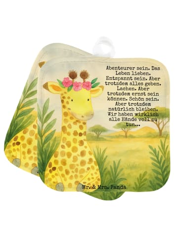 Mr. & Mrs. Panda Topflappen Giraffe Blumenkranz Design mit Spruch in Weiß