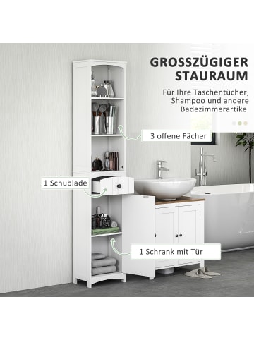 HOMCOM Badezimmerschrank in Weiß 34L x 24B x 170,5H cm