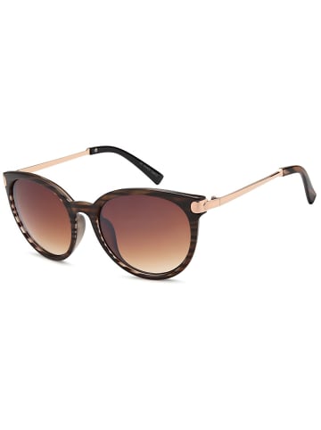 styleBREAKER Cateye Sonnenbrille in Demi Braun-Gold / Braun Verlauf