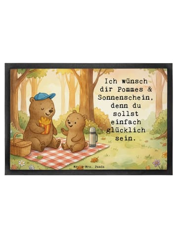 Mr. & Mrs. Panda Fußmatte Bär Kind Pommes Design mit Spruch in Weiß