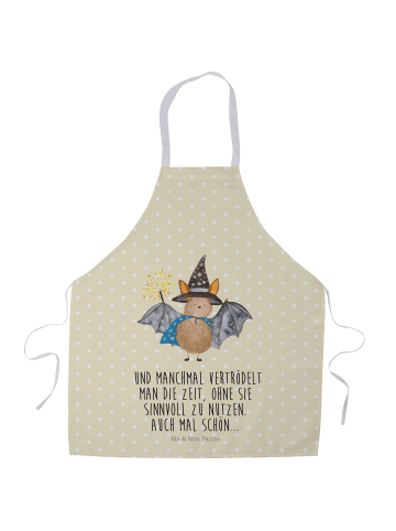 Mr. & Mrs. Panda Schürze Fledermaus Zauberer mit Spruch in Gelb Pastell