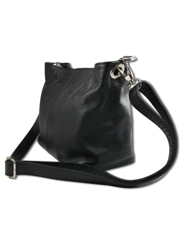 Toscanto Leder Schultertasche, Umhängetasche Toscanto Tasche schwarz ca. 29cm