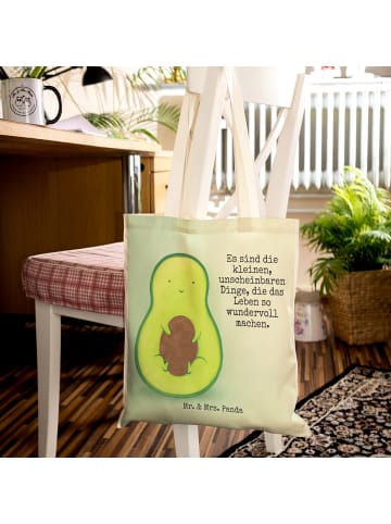 Mr. & Mrs. Panda Schultertasche Avocado Kern Design mit Spruch in Weiß
