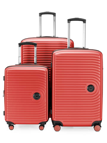 Hauptstadtkoffer Mitte - Kofferset 3 Trolleys Erweiterung Hartschale Gepäck-Set in Korall