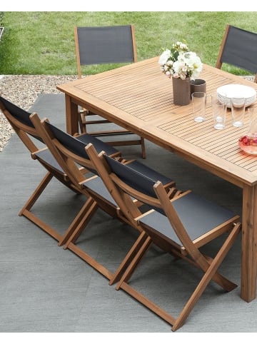 Beliani 2er-Set Gartenstuhl CESANA in Grau/Heller Holzfarbton
