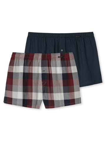 Schiesser Webboxershorts 2er Pack in Navy-Rot Kariert