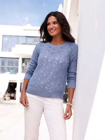 Sieh an! Ajourpullover in taubenblau